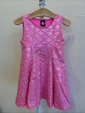Girls' Pink Shimmer Mermaid-Scale Dress